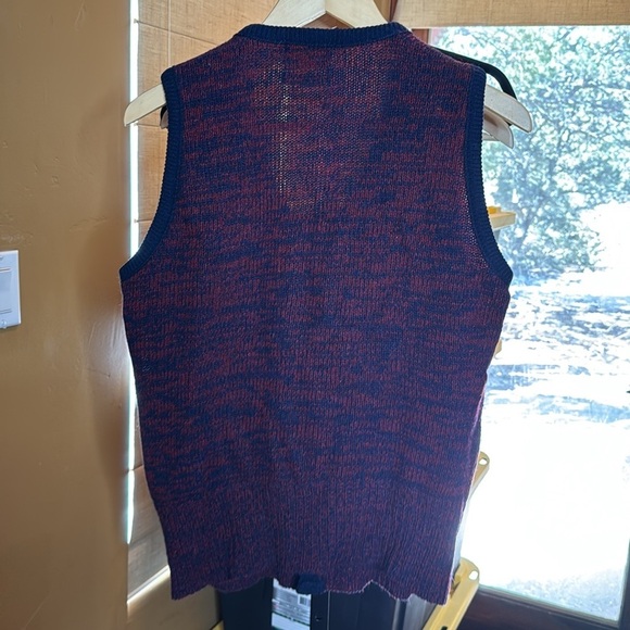Vintage Barclay Sweater Vest Blue & Red Grandpa Shetland Wool Blend Size Small - Picture 5 of 5